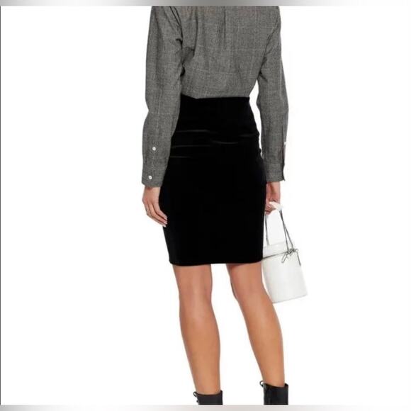 Revolve IRO Woman Astro Ruched Preppy Whimsygoth Sexy Velvet Skirt Black Size M - Picture 8 of 16